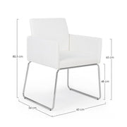Sedia con braccioli in similpelle Bianco SIXTY 60x54x h80,5 cm