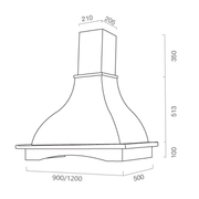 Cappa aspirante PROVENZA in acciaio inox bianca e cornice in legno colore tabacco  cm 120