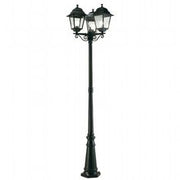 Lampada da terra in alluminio pressofuso con diffusori in vetro trasparente - Altezza max 210mm - 3 lampade da 100W - IP43 nero