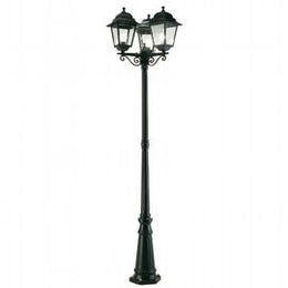 Lampada da terra in alluminio pressofuso con diffusori in vetro trasparente - Altezza max 210mm - 3 lampade da 100W - IP43 nero