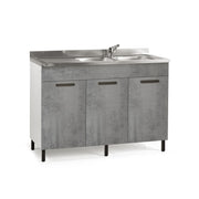 Sottolavello da cucina grigio cemento 3 ante reversibile Cm 120x50xH 85