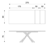 Tavolo allungabile con top in marmo calacatta 170/270x90x76h cm