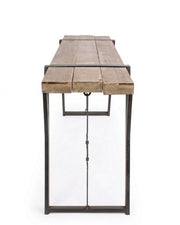 Consolle in acciaio con piano in legno BLOCKS 153x44 h76 cm