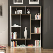 Libreria Liam bianca dettaglio geometrico noce 100x136h EFFEZ
