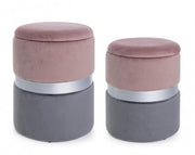 Set due pouf moderni apribili grigio rosa grigio