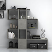 Libreria bifacciale Aktif 145x145x29 cm. grigio cemento
