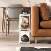 Tavolino Laterale da Salotto Lazena Bianco 3 Ripiani, 57x60x22 cm