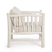 Poltrona bianco con cuscino in teak in stile naturale