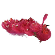 Pavone piume rosso con clip cm30x5h11