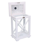 Lanterna legno metallo bianco rettangolare cm23x17h45