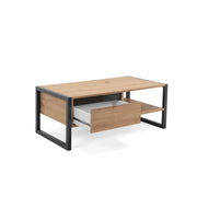 Tavolino salotto con cassetto quercia antracite cm 100x 55 x 40 h