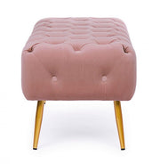 Panca arredo pouf rosa con gambe cm 103 x46x40h
