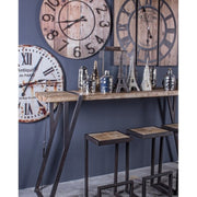 Consolle in acciaio con piano in legno BLOCKS 153x44 h76 cm