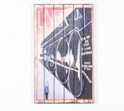 Stampa su legno con tela multicolor 60x100 cm