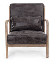 Poltrona in similpelle con cuscino stile vintage