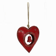 Cuore metallo rosso con campanello cm23x23x4