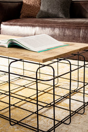 Tavolino metallo legno rettangolare Trellis