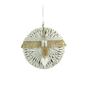 Decorazione vimini bianca con pizzo cmø32x7/5