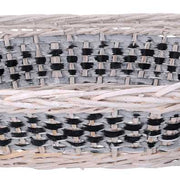 Cesta vimini intreccio azzurro bianco ovale cm67/75x42h12