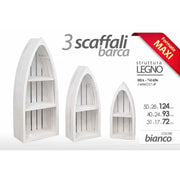 Scaffale bianco barca set pz 3 arredo casa bar pub