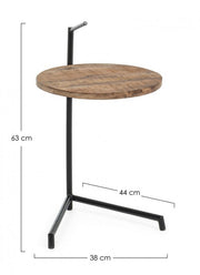 Tavolino legno e acciaio Walton  cm 38 x 44x 63 h