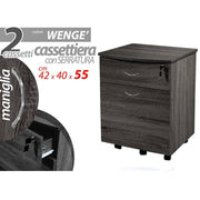 Cassettiera da ufficio grigia con cassetti chiave e rotelle cm 42 x 40 x 55 h