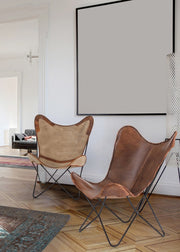 Poltrona pelle beige Eaton