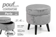Pouf contenitore grigio perla apribile cm 37 x 40 h