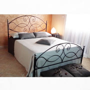 Letto matrimoniale in ferro battuto con pediera Nero Argento NARCISO 170x202x h131,5 cm EFFEZ
