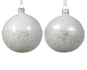 Pallina di Natale Vetro smaltato opaco a pallina con fondo a due colori assortiti colore bianco invernale ø 8cm