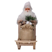 Babbo natale tessuto con slitta e regali verde bianco cm33x12h30