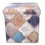 Puff ecopelle pieghevole blu marocco quadro cm38x38h38