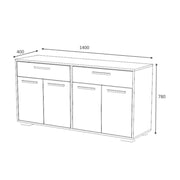 Madia multiuso quattro ante due cassetti Bianco Grigio TRUVA 140x40x h78 cm EFFEZ