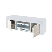 Base  Porta TV bianco lucido 2 ante grigio cemento  L.138 P.42 H.44 cm