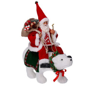 Babbo natale tessuto su orso rosso cm30x10h36