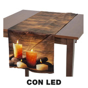 Runner tessuto candele led marrone cm40x150