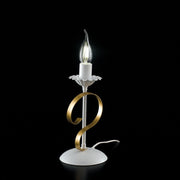 Lumetto in ferro Bianco shabby Oro una luce 13x h25 cm