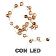 Luce filo sfera rame 48 led bianco caldo alimentazione fissa cm ø4x120