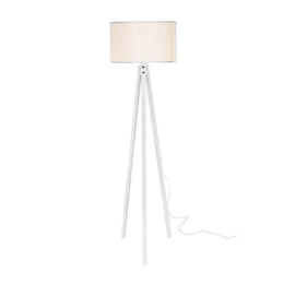Lampada a piantana treppiedi in legno e tessuto Bianco RODI 36x h136 cm