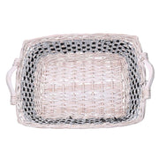 Cesta vimini intreccio azzurro bianco rettangolare cm46/54x36h13