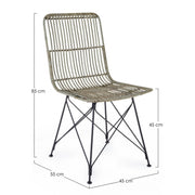 Sedia in stile contemporaneo in acciaio e kubu Grigio LUCILA 45x55x h85 cm