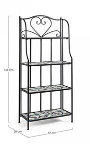 Libreria pieghevole Positano 4 piani in metallo stile country cm 57x28x133h