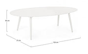 Tavolino bianco ovale in alluminio cm 120x75