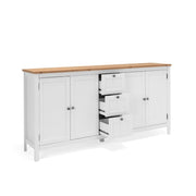 (2c) Mobile credenza 4 ante 3 cassetti bianco con top rovere 180x40xh.90 cm (BERGEN51BI) EFFEZ