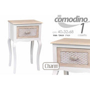 Comodino charm camera  shabby con cassetto  Effetto anticato  cm 40 x 32 x 68 h
