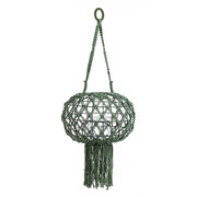 Lanterna sospesa stile vintage realizzata in macrame, colore verde 70h cm