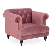 Poltrona Blossom classica effetto velluto rosa antico 97x82x78h cm