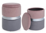 Set due pouf moderni apribili grigio rosa grigio