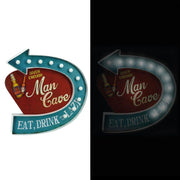 Insegna metallo rosso blu c-led cm46,5x45,8x5