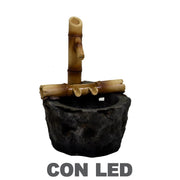 Fontana resina roccia e bambu' con Led